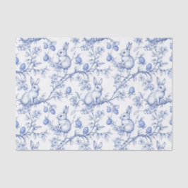 Papel De Seda Coelho Páscoa Azul De Jouy