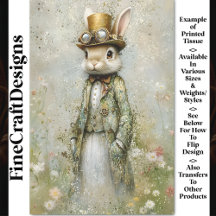 Coelho Steampunk Vitoriano, Decoupage Floral CA6