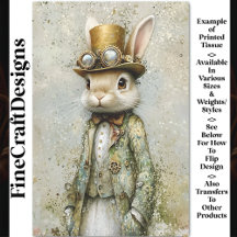 Coelho Steampunk Vitoriano, Decoupage Floral CA7
