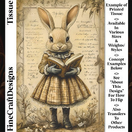 Papel De Seda Coelho Vintage e Livro Aberto Lendo a Desordem CT7