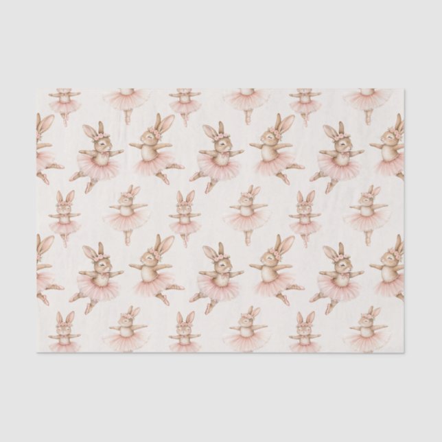 Papel De Seda coelhos de bailarina bonitinhos de tutus rosa (Frente )