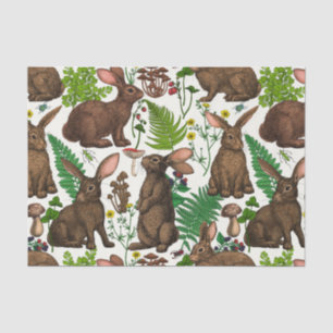 Papel De Seda Coelhos e flora florestal 4