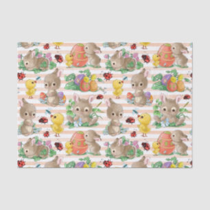 Papel De Seda Coelhos e Pintinhos de Páscoa