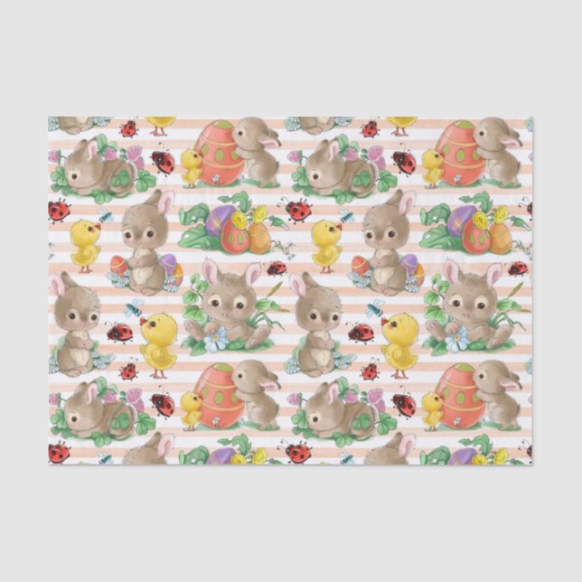Papel De Seda Coelhos e Pintinhos de Páscoa (Frente )