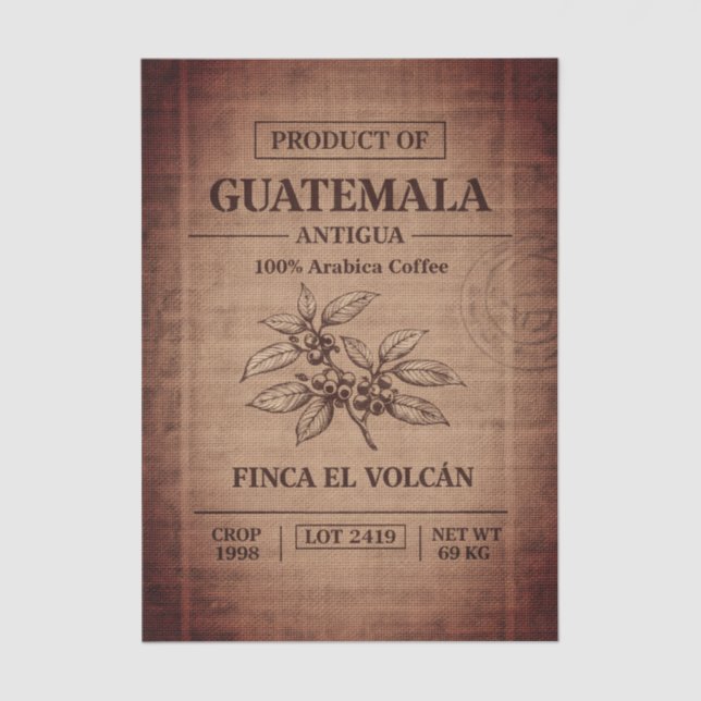 Papel De Seda Coffee Plantation Burlap Trade Sack FD4 Decoupage (Frente )