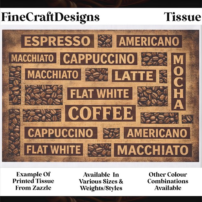 Papel De Seda Coffee Typography Rustic Burlap Word FC5 Decoupage (Criador carregado)