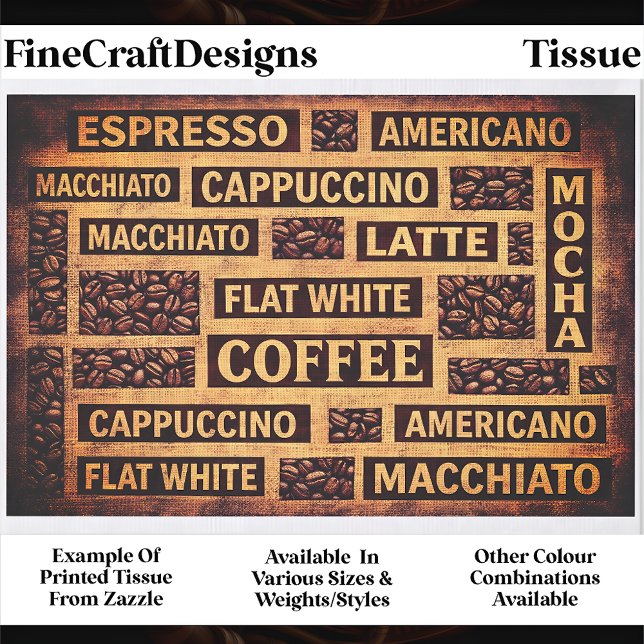 Papel De Seda Coffee Typography Rustic Burlap Word FC6 Decoupage (Criador carregado)