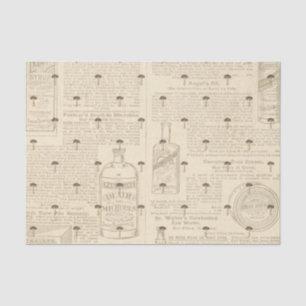 Papel De Seda Cogumelo com Decoupage de Jornal Antiquado