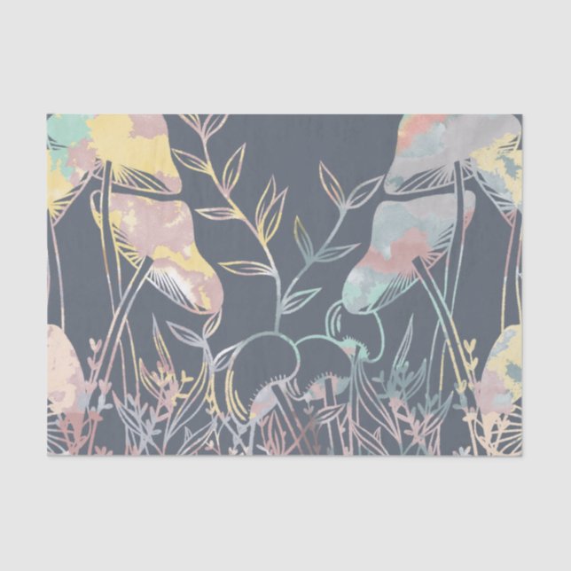 Papel De Seda Cogumelos Aquarela (Frente )