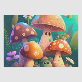 Papel De Seda Cogumelos de bebê bonitinho e verde