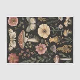 Papel De Seda Cogumelos de outono e flores caem na despojação