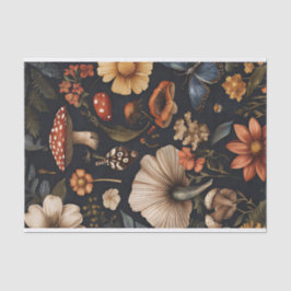 Papel De Seda Cogumelos de outono e flores caem na despojação