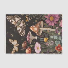 Papel De Seda Cogumelos de outono e flores caem na despojação