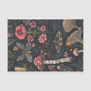 Papel De Seda Cogumelos de outono e flores caem na despojação