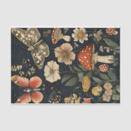 Papel De Seda Cogumelos de outono e flores caem na despojação