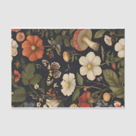 Papel De Seda Cogumelos de outono e flores caem na despojação