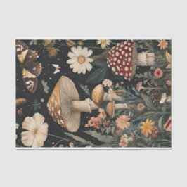 Papel De Seda Cogumelos de outono e flores caem na despojação