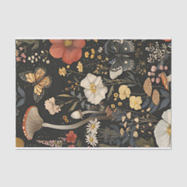 Papel De Seda Cogumelos de outono e flores caem na despojação