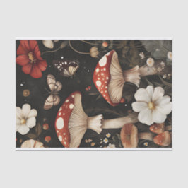 Papel De Seda Cogumelos de outono e flores caem na despojação