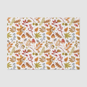 Papel De Seda Cogumelos de outono, Folhas e Berries