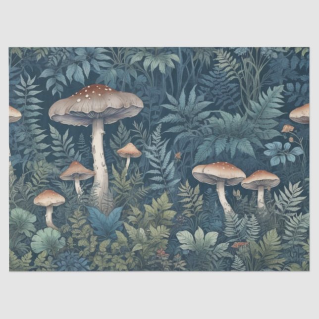 Papel De Seda Cogumelos e Samambaias (Frente )