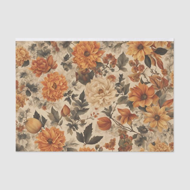 Papel De Seda Cogumelos Florais de Decoupage de outono Vintumn (Frente )