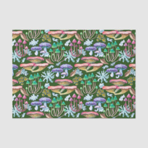 Papel De Seda Cogumelos Florestais Selvagens de Abstrato de Aqua
