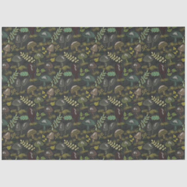 Papel De Seda Cogumelos Moody Escuros Bonitos (Frente )