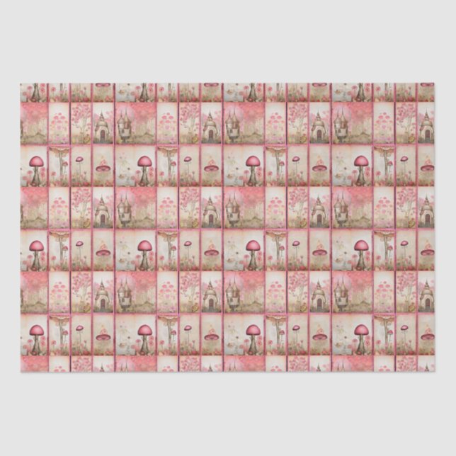 Papel De Seda Cogumelos rosa (Frente )