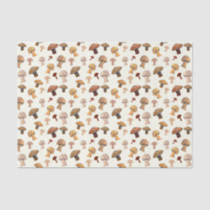 Papel De Seda Cogumelos Selvagens Cadeias Desenhadas À Mão Madei
