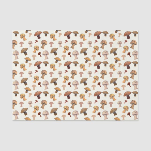 Papel De Seda Cogumelos Selvagens Cadeias Desenhadas À Mão Madei (Frente )