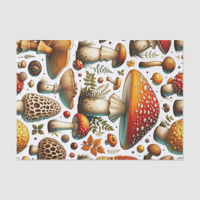 Papel De Seda Cogumelos Selvagens Caprichosos (Frente )