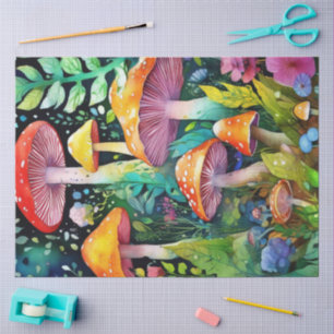 Papel De Seda Cogumelos Selvagens ColoridosPapel de Tecido