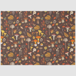 Papel De Seda Cogumelos selvagens em castanho