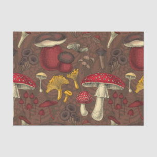 Papel De Seda Cogumelos selvagens em castanho