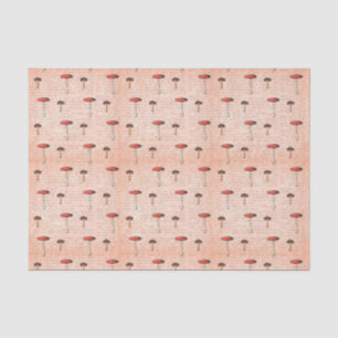 Papel De Seda Cogumelos vermelhos e castanhos