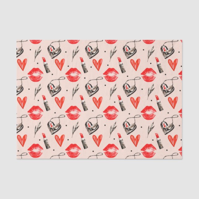 Papel De Seda Coisas de Menina Batom Lábios  (Design 26 Série Ve (Frente )