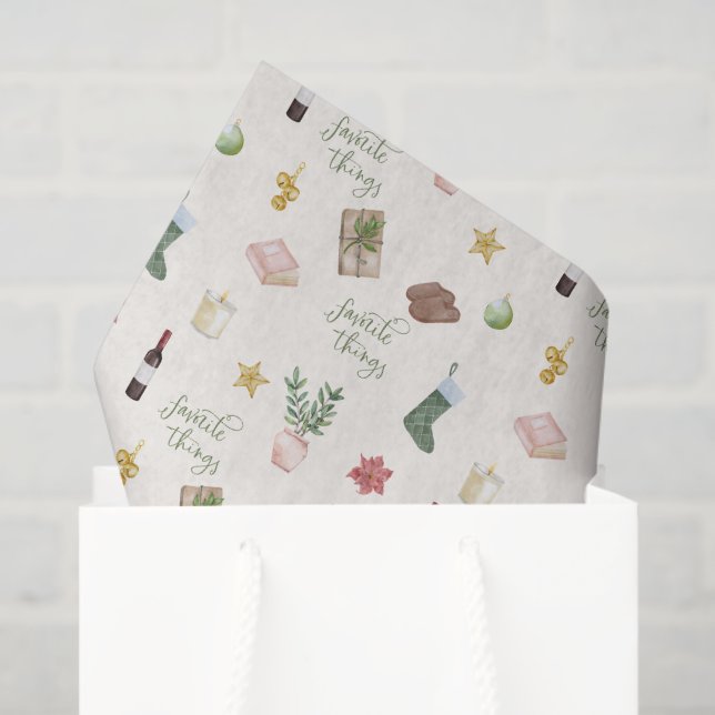 Papel De Seda Coisas favoritas Natal de Natal com Padrão (Sacola de presentes)