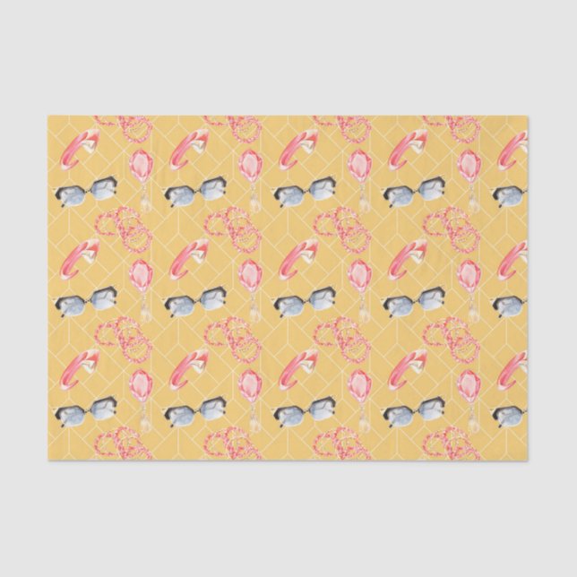 Papel De Seda Coisas Girly (Série Design 37 Amarelo/Laranja) (Frente )
