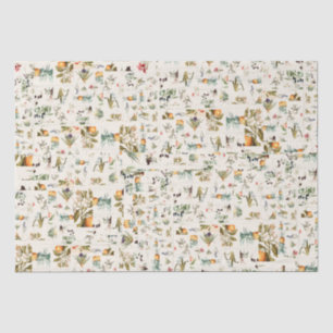 Papel De Seda Colagem Botânica Vintage