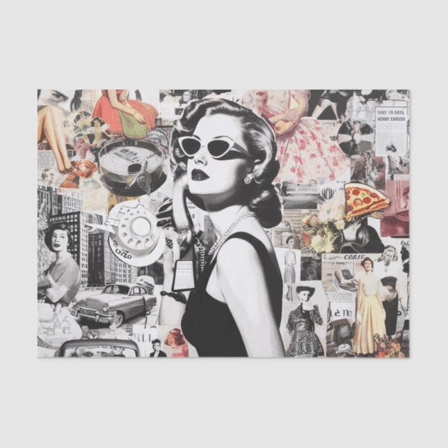 Papel De Seda Colagem de Abstrato de 60s (Frente )