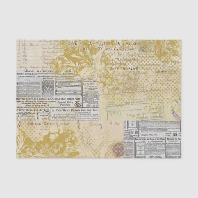 Papel De Seda Colagem de abstrato Vintage (Frente )