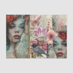 Papel De Seda Colagem de Arte Abstrata Vintage Decoupage