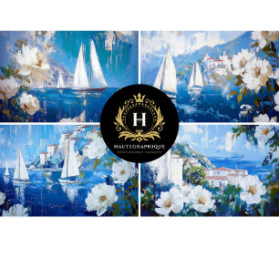 Papel De Seda Colagem de Barcos à Vela Decoupage