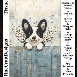 Papel De Seda Colagem de Border Collie Bordado CL3 Decoupage