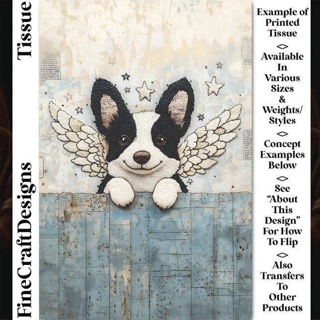 Papel De Seda Colagem de Border Collie Bordado CL3 Decoupage (Criador carregado)
