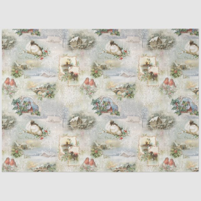 Papel De Seda Colagem de Cenas de inverno Russas Esparsas (Frente )