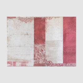 Papel De Seda Colagem de Damasco Vermelho e Branco Angustiado