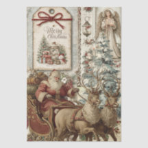 Colagem de Decoupage Rústico Vintage do Papai Noel