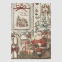 Colagem de Decoupage Rústico Vintage do Papai Noel